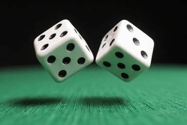 3D rendering of dice on craps table